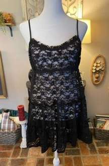 In Bloom by Jonquil vintage black lace slip dress nightie.