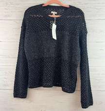 Pilcro NWT Open Knit Black Pullover Sweater Size S