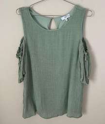 NSR Anthropologie Green Cold Shoulder Top Size XL