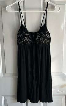 Victorias Secret Chemise Womens Large Black Slip Dress Lingerie Sexy Lace Mini