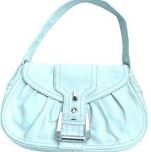 CELINE Pastel Light Tiffany Blue Shoulder Bag Hobo Luxury Leather Purse Bag w/ C