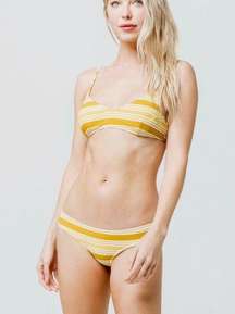 Rhythm. Trinidad Striped Bikini Set in Chartreuse Size Medium