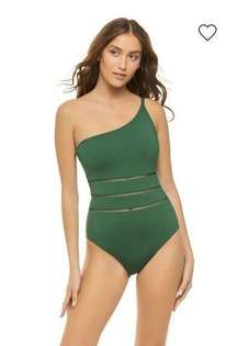 Bleu Rod Beattie Womens Behind The Seams One Shoulder Swimsuit Green Size 4