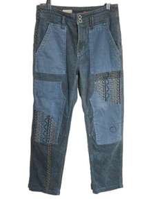 Pilcro Anthropologie Wanderer Embroidered Denim Blue Jeans Women's Size 28