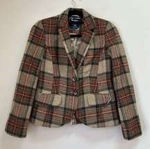 Boden British Tweed by Moon 100% Wool Plaid Blazer