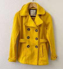 Original Size Small Yellow Button Front Peacoat Jacket