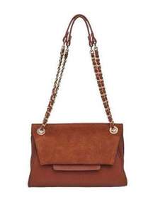 MODA LUXE Suede Vegan Leather Lana Envelope Crossbody Bag Tan