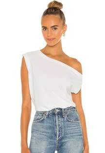 X Revolve Drop Shoulder Top in White