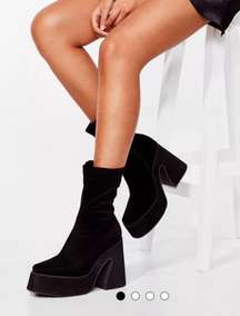 Nastygal Black Suede Platform Ankle Boots 