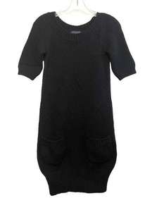 Piazza‎ Sempione Short Sleeve 100% Wool Short Sleeve Black Knit Dress Size IT 42