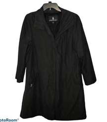 London Fog Waterproof Black Trench Coat Jacket size Medium