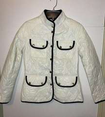 Ark & Co. Women’s Sz Small Quilted Jacket White with Black Trim