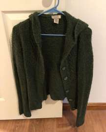 Green  Hooded Cardigan