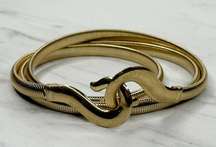 Vintage Hook Buckle Gold Tone Coil Stretch Cinch Belt Size Small S Womens