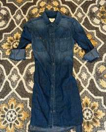 AG Adriano Goldschmied Long Sleeve Belted Denim Jean Dress Medium Wash S