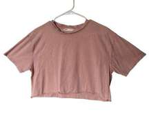 Pull&Bear Pink Short Sleeve Crop Top Stone Wash Large