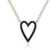 Stephanie Gottlieb (SG Fine) black diamond heart necklace on 14k rose gold chain