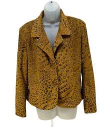 Vintage s by Milano Faux Fur leopard Print Blazer Jacket Size L