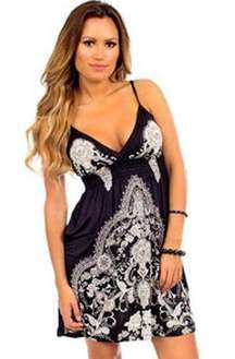 Cristinalove Black & White Paisley V Neck Spaghetti Strap Sundress Small