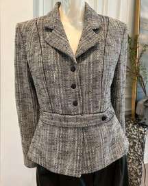 Vintage Structured Peplum Grey Tweed Blazer by Kasper