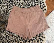 Tan Quilted Sweat Shorts