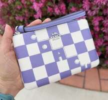 NWT Coach Corner Zip Wristlet With Checkerboard Print