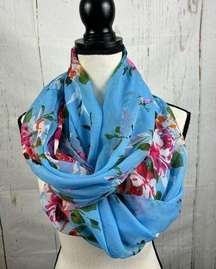 Blue Floral Infinity Scarf Wrap