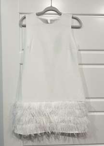 NWT  White Feather Bottom Dress