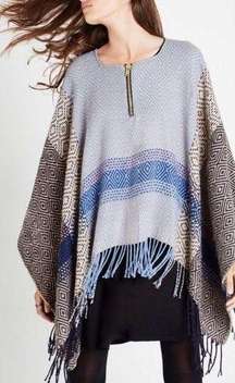 BCBGeneration Diamond Fringe Zippered Poncho