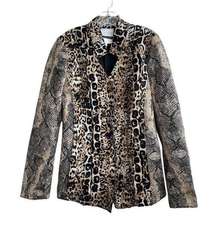 Tracy Reese Animal Print Blazer Jacket Scuba Stretch Size L Snakeskin‎ Cheetah