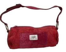 UGG Australia Barrel Bag Muff Shearling Leather Suede Red Purse Shoulder Y2K