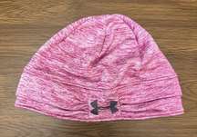 Under Armor Beanie Hat Womens Purple Logo Outdoors Hiking Skiing