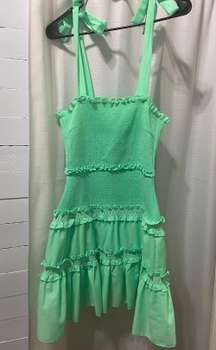 DO + BE Green Mini Ruffle Dress 