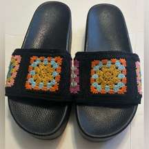 Dirty laundry women’s worble multicolored crochet black wedge sandals Size 40