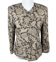 Jones New York Floral Blazer, Brown, Taupe, 4