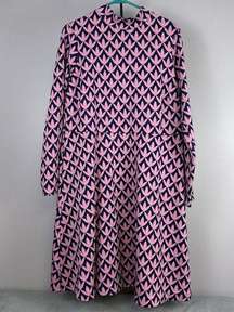 Boden Women's Size 16 18L Dust Cloud Pink Petal Geo High Neck Jacquard Dress