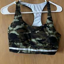 Zyia Light Green Camo Reflective Soft N Snug Racer Sports Bra L