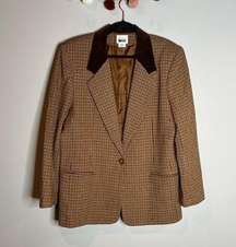 Vintage tan colorful houndstooth wool blend blazer