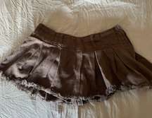 Brown Pleated Miniskirt