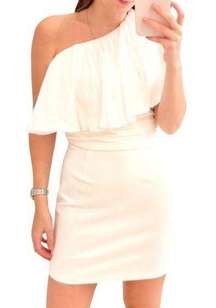 Elliatt Chaebol One Shoulder Mini Dress Ivory Size XS