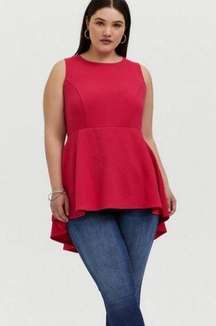 Torrid NWT Fuchsia Pink Textured Ponte Hi-Lo Peplum Top 3