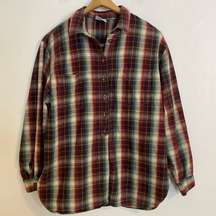 Russ Sport Company Women’s Comfy Cotton Button Down Plaid Shirt Size Large