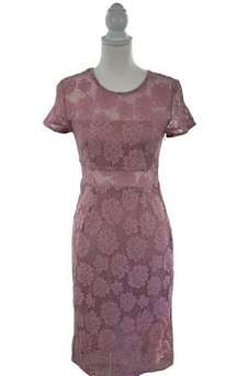 NSR Women’s Pink Lace Short Sleeve Midi Dress Size Small