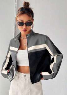 Colorblock Leather Jacket