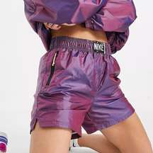 Iridescent Woven Purple High Rise Shorts NWT Plus 1X