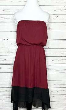 NWT Maroon & Black High Low Bohemian Dress Size Small