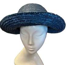 Vintage Blue Straw Sun Hat