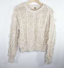 BKE Gimmicks Cream Textured Knit Crewneck Sweater Women's Size X-Small XS