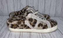 Womens Size 8-8.5 Vintage Havana Leopard Sherpa Slides EUC