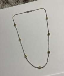 Signed Monet Necklace Two Tone 16 Inch